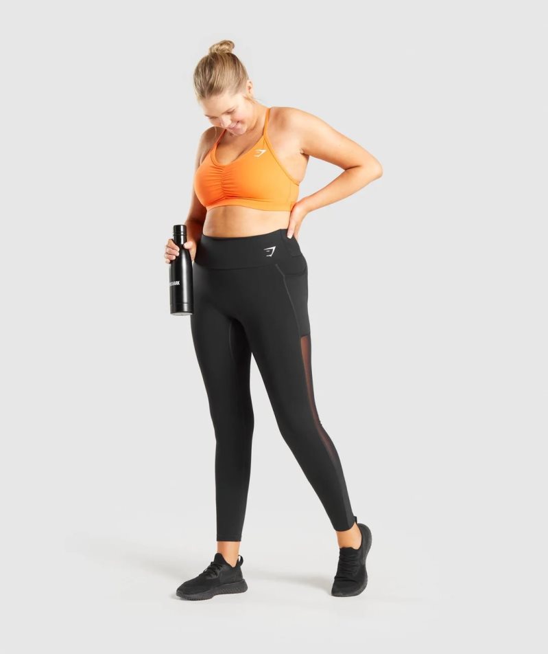 Women's Gymshark Training Mesh Pocket Leggings Black | NZ 8NCLYV